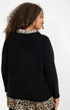 Toscane Boutique Pull 2-en-1 imprimé léopard| Pulls & Cardigans