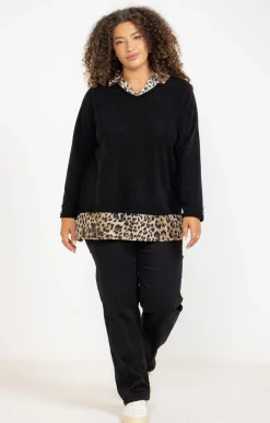 Toscane Boutique Pull 2-en-1 imprimé léopard| Pulls & Cardigans