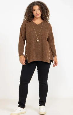 Toscane Boutique Pull en maille brillante et collier| Pulls & Cardigans
