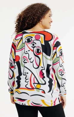 Toscane Boutique Pull imprimé fantaisie avec strass| Pulls & Cardigans