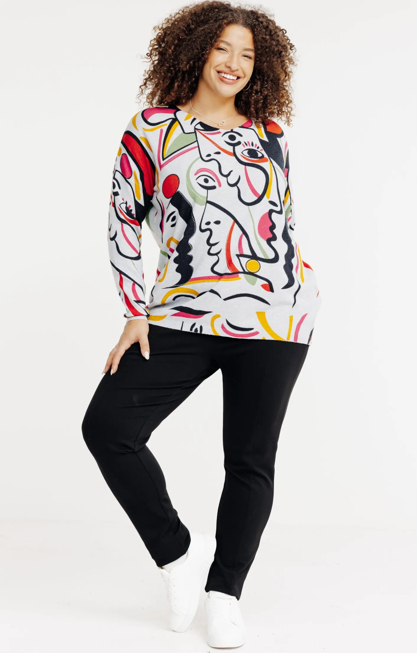 Toscane Boutique Pull imprimé fantaisie avec strass| Pulls & Cardigans