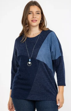 Toscane Boutique Pull patch en jean| Pulls & Cardigans