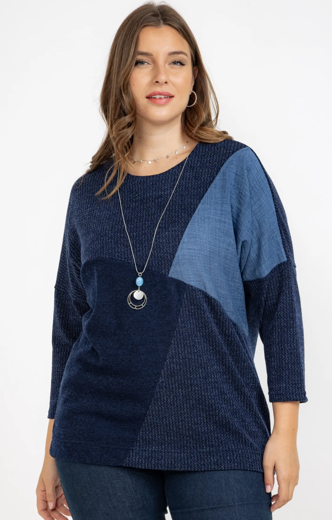 Toscane Boutique Pull patch en jean| Pulls & Cardigans