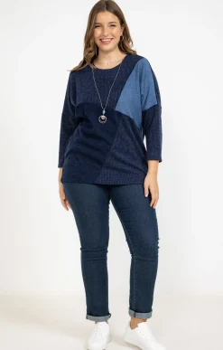 Toscane Boutique Pull patch en jean| Pulls & Cardigans