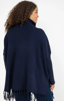 Toscane Boutique Pull poncho avec franges| Pulls & Cardigans