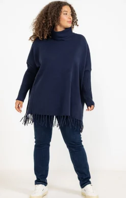 Toscane Boutique Pull poncho avec franges| Pulls & Cardigans