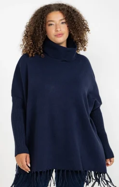 Toscane Boutique Pull poncho avec franges| Pulls & Cardigans