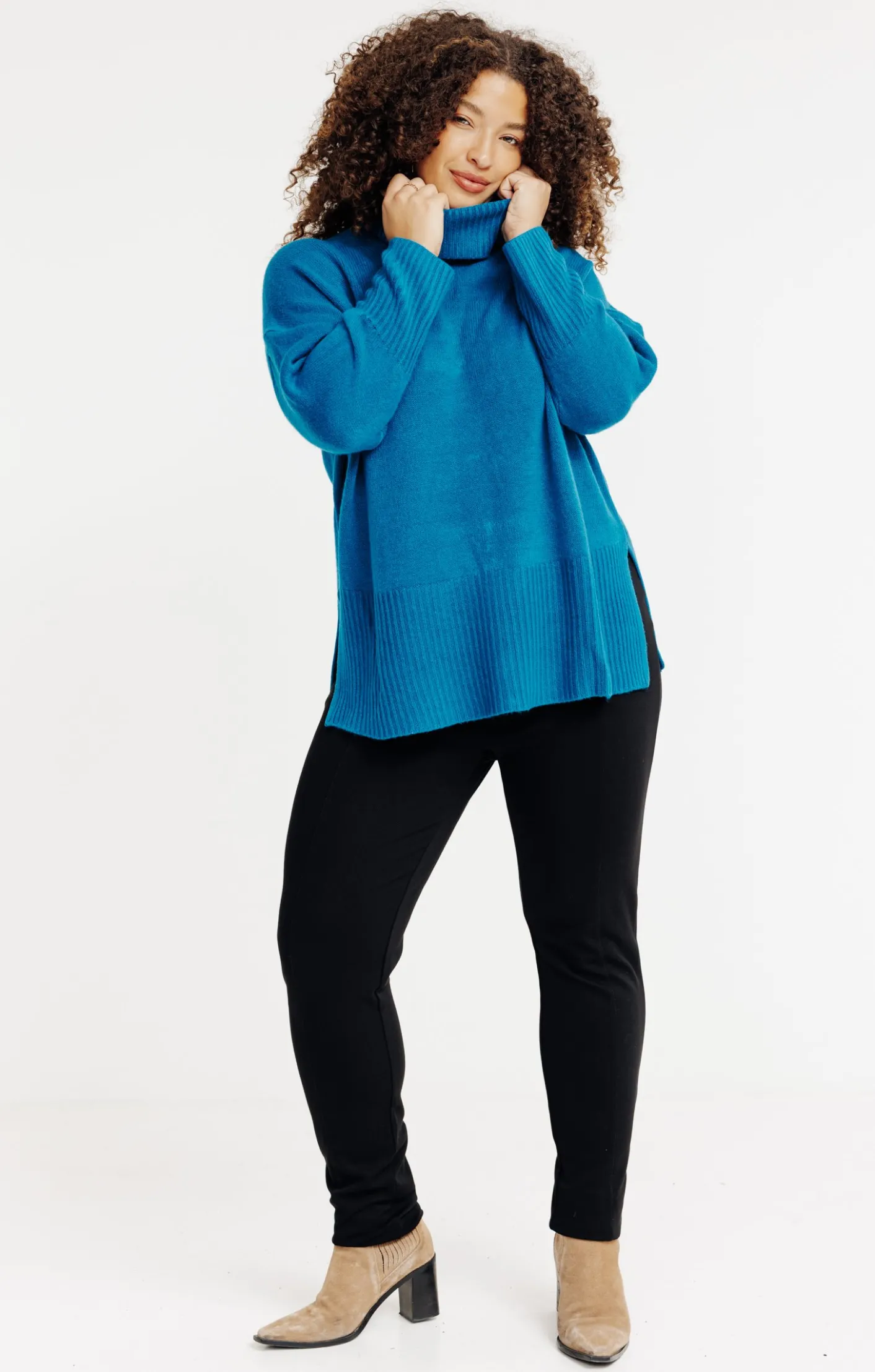Toscane Boutique Pull uni col montant| Pulls & Cardigans