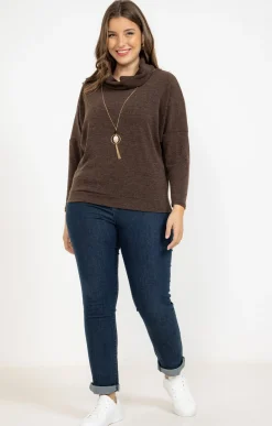 Toscane Boutique Pull uni col roulé et collier| Pulls & Cardigans