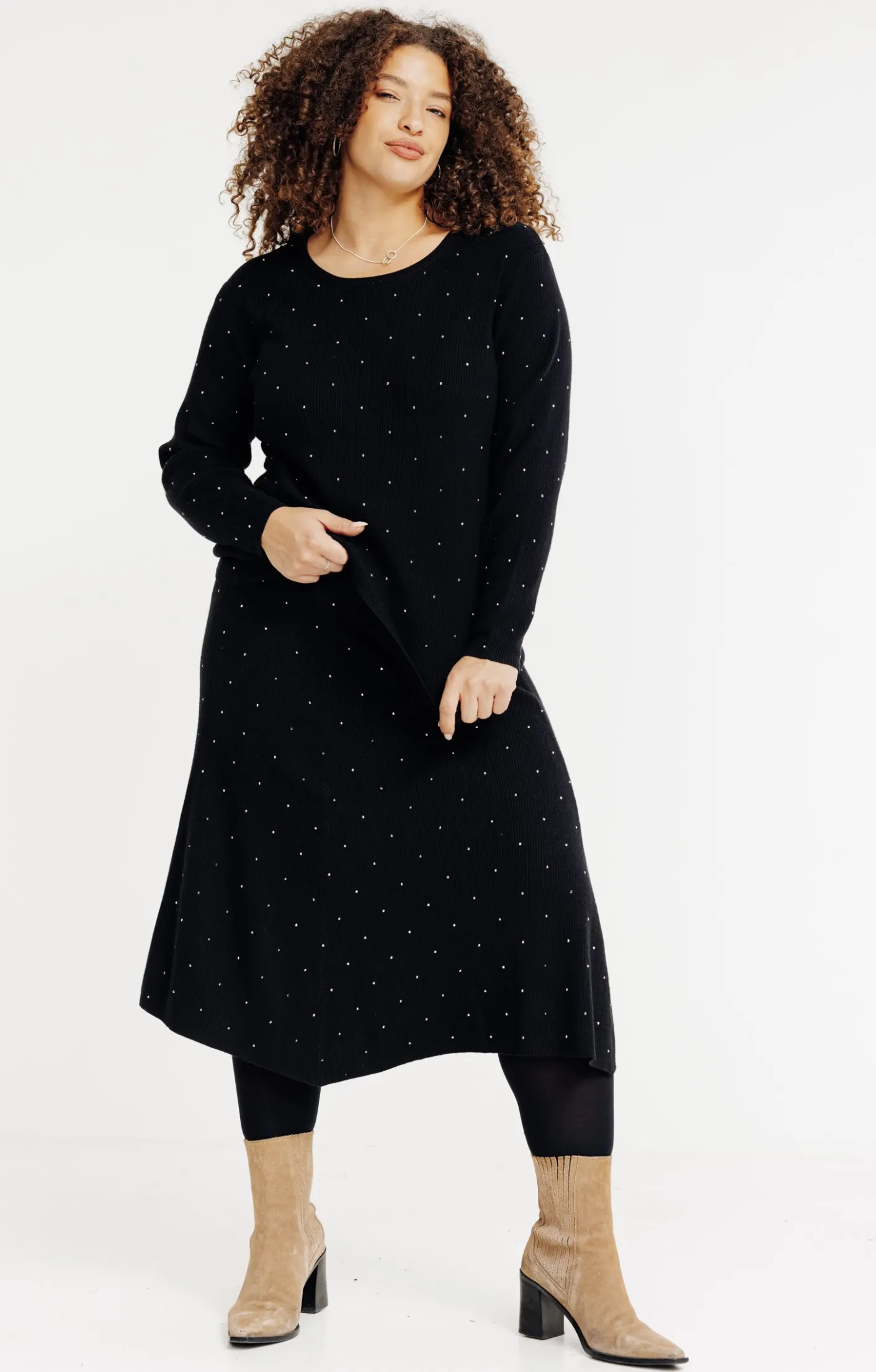 Toscane Boutique Pull uni côtelé avec strass| Pulls & Cardigans