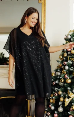 Toscane Boutique Robe fêtes forme poncho à sequins| Robes