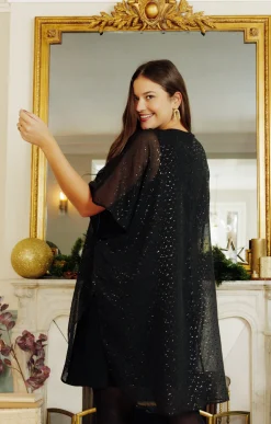 Toscane Boutique Robe fêtes forme poncho à sequins| Robes