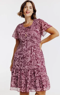 Toscane Boutique Robe plissé imprimé floral| Robes