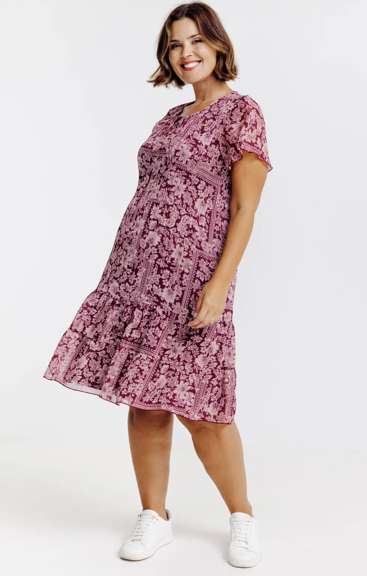 Toscane Boutique Robe plissé imprimé floral| Robes