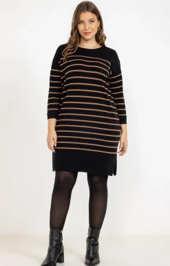 Toscane Boutique Robe pull maille rayée chic| Robes