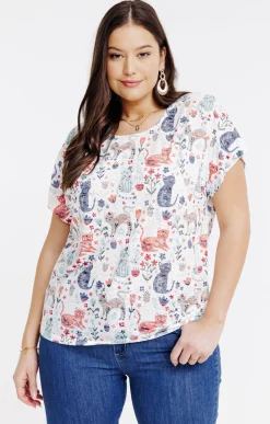 Toscane Boutique Tee-shirt à imprimé chats| Tee-shirts