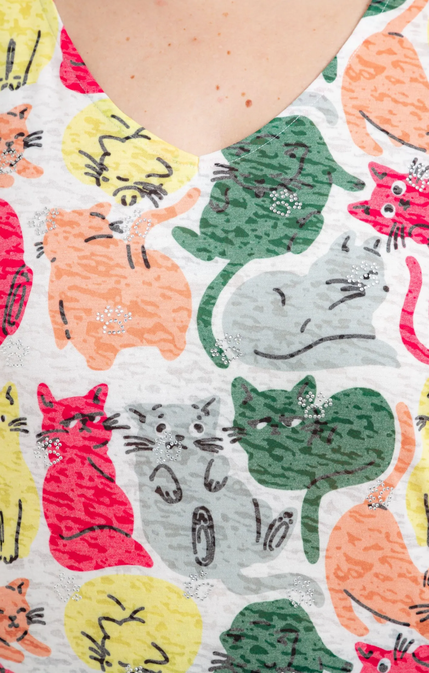 Toscane Boutique Tee-shirt à imprimé chats| Tee-shirts