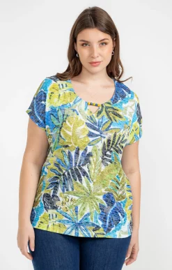 Toscane Boutique Tee-shirt à imprimé feuillage| Tee-shirts
