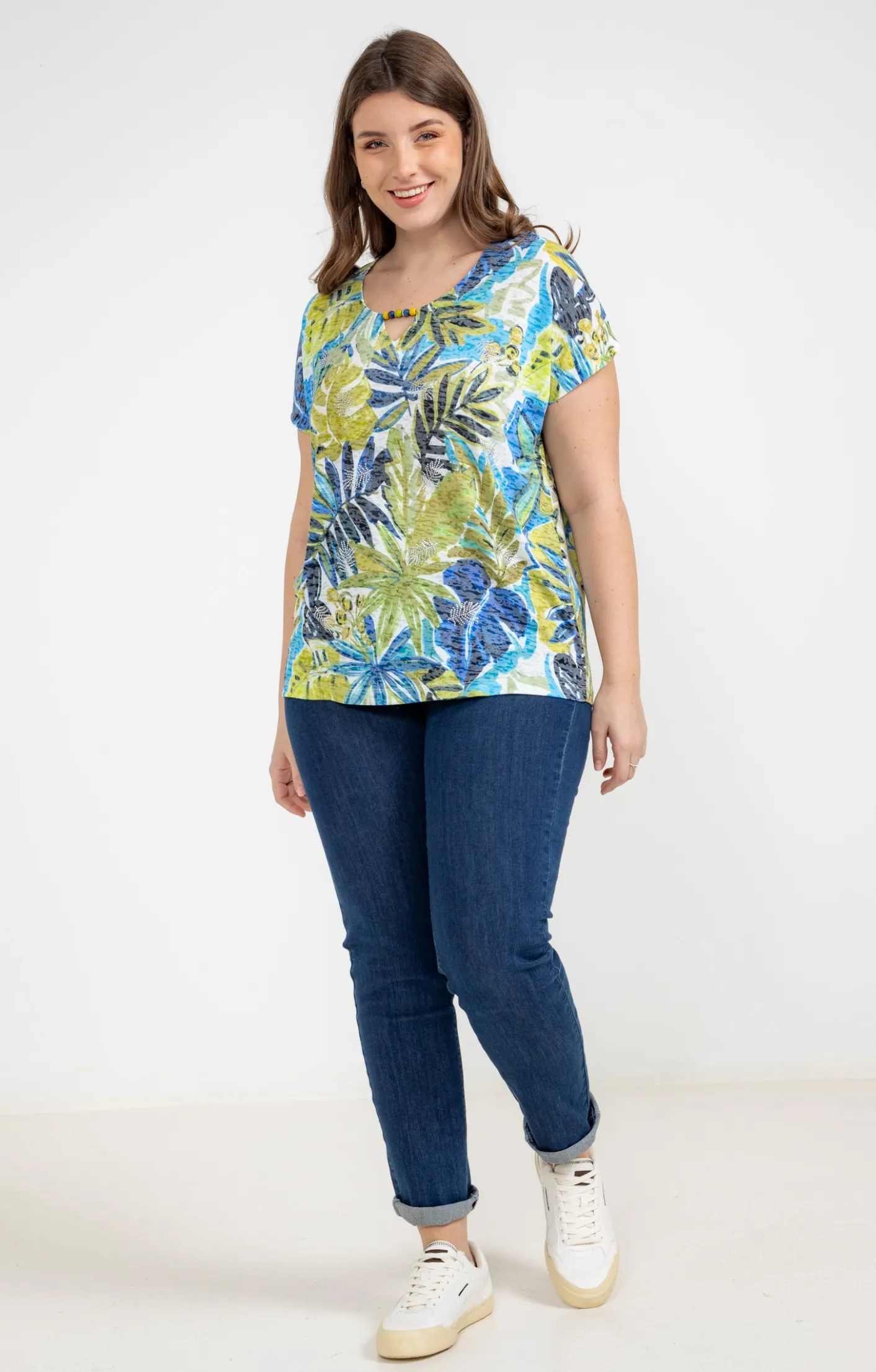 Toscane Boutique Tee-shirt à imprimé feuillage| Tee-shirts