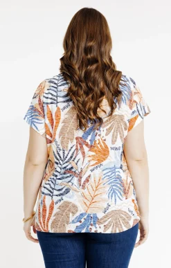 Toscane Boutique Tee-shirt à imprimé feuilles| Tee-shirts