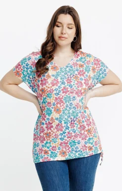 Toscane Boutique Tee-shirt à imprimé fleurs| Tee-shirts