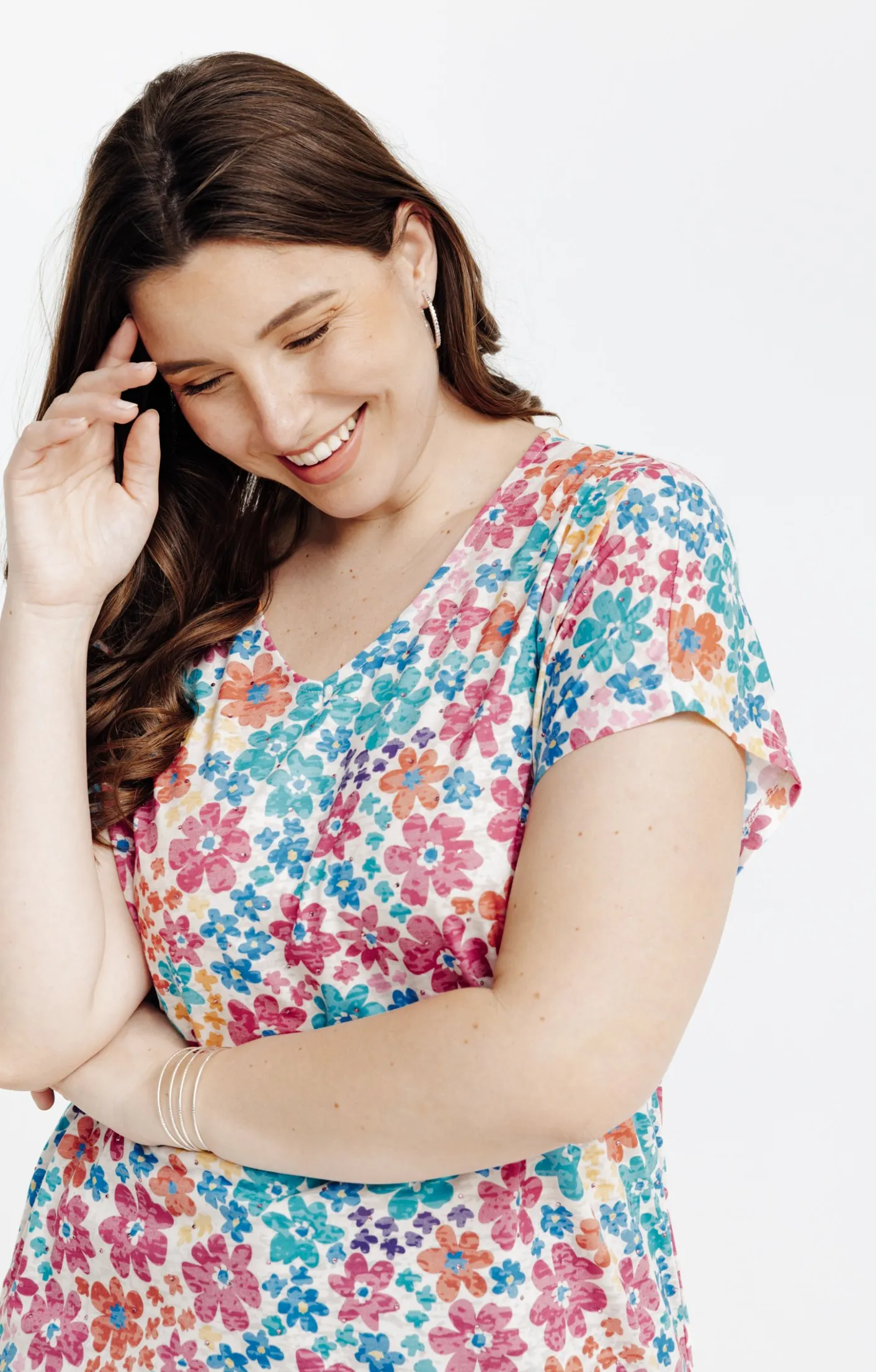 Toscane Boutique Tee-shirt à imprimé fleurs| Tee-shirts
