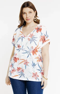Toscane Boutique Tee-shirt à imprimé fleurs| Tee-shirts