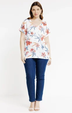 Toscane Boutique Tee-shirt à imprimé fleurs| Tee-shirts