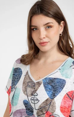 Toscane Boutique Tee-shirt à imprimé visages| Tee-shirts