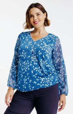Toscane Boutique Tee-shirt bi-matière avec collier| Tee-shirts