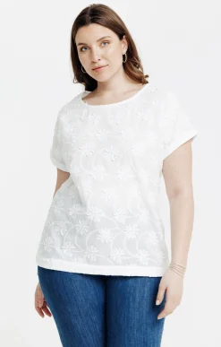 Toscane Boutique Tee-shirt bi-matière avec jacquard en 3D| Tee-shirts