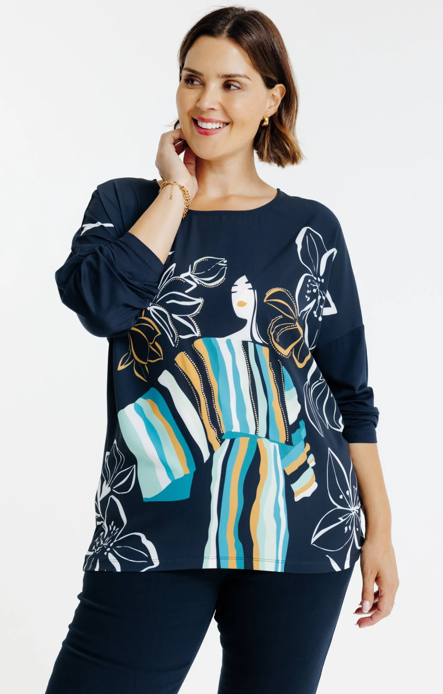 Toscane Boutique Tee-shirt bi-matière imprimé| Tee-shirts