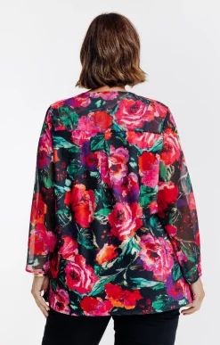Toscane Boutique Tee-shirt bi-matière imprimé fleurs| Tee-shirts