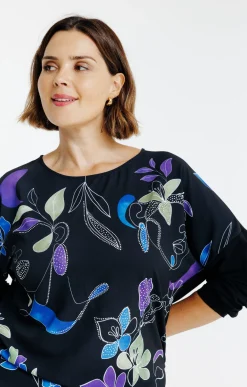 Toscane Boutique Tee-shirt bi-matière imprimé visages| Tee-shirts