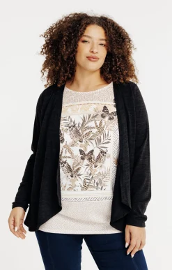 Toscane Boutique Tee-shirt 2-en-1 avec gilet uni| Tee-shirts