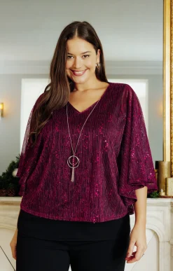 Toscane Boutique Tee-shirt forme poncho brillant| Tee-shirts
