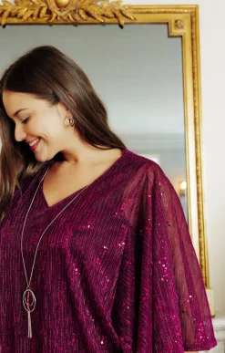 Toscane Boutique Tee-shirt forme poncho brillant| Tee-shirts