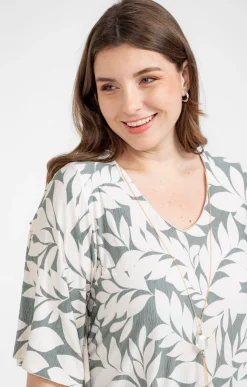 Toscane Boutique Tee-shirt forme poncho col V et collier| Tee-shirts