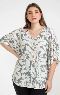 Toscane Boutique Tee-shirt forme poncho col V et collier| Tee-shirts