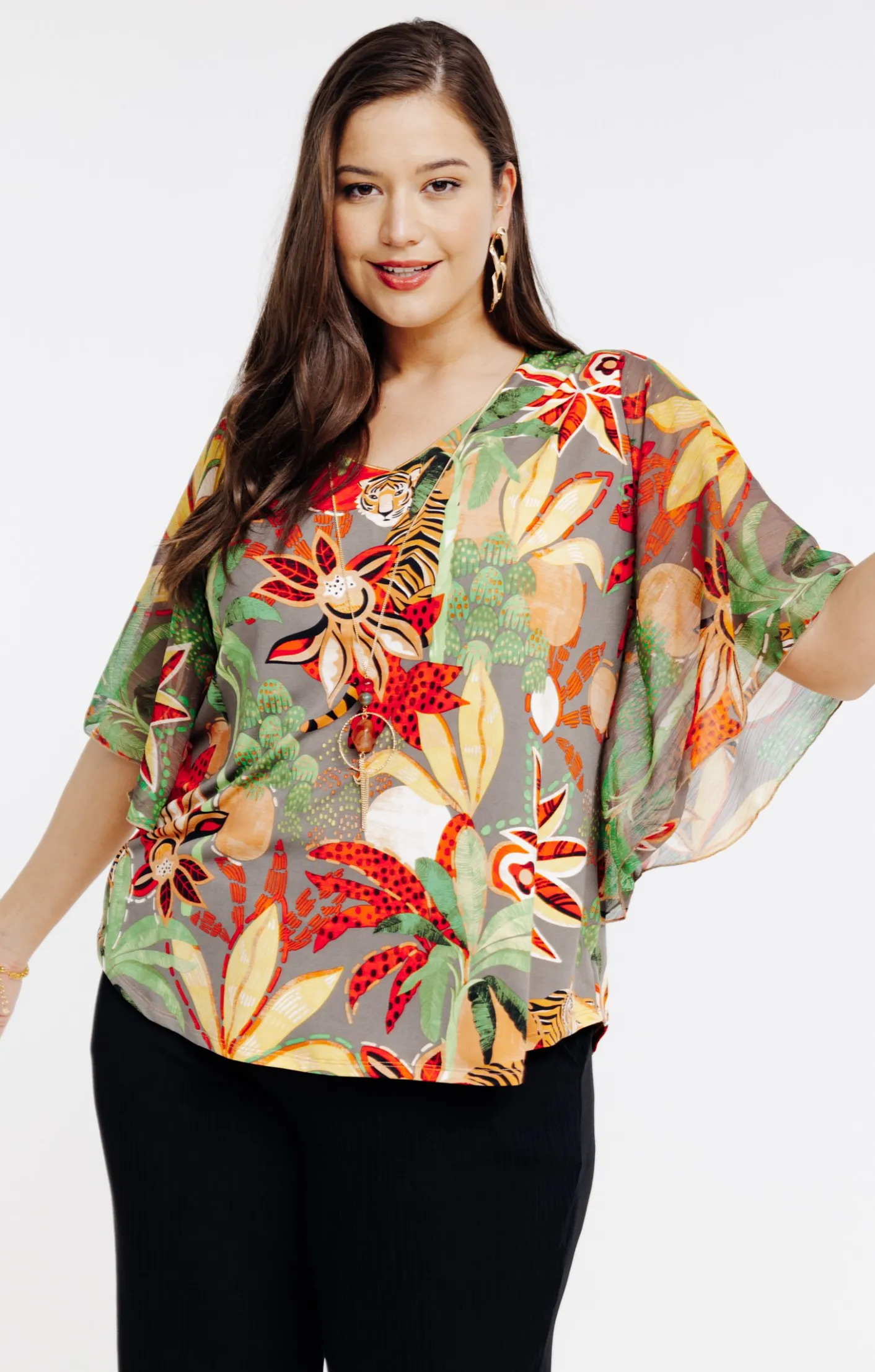 Toscane Boutique Tee-shirt forme poncho imprimé| Tee-shirts