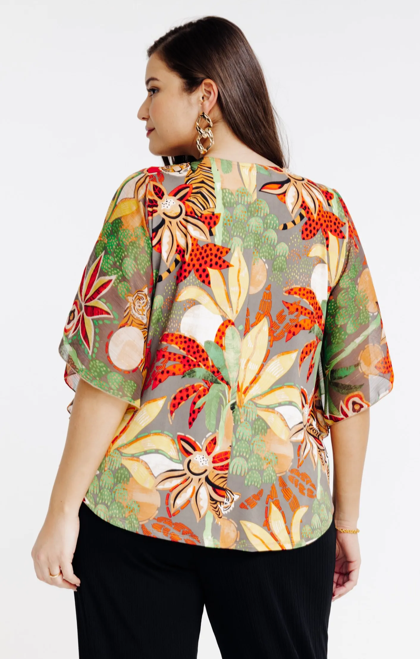 Toscane Boutique Tee-shirt forme poncho imprimé| Tee-shirts