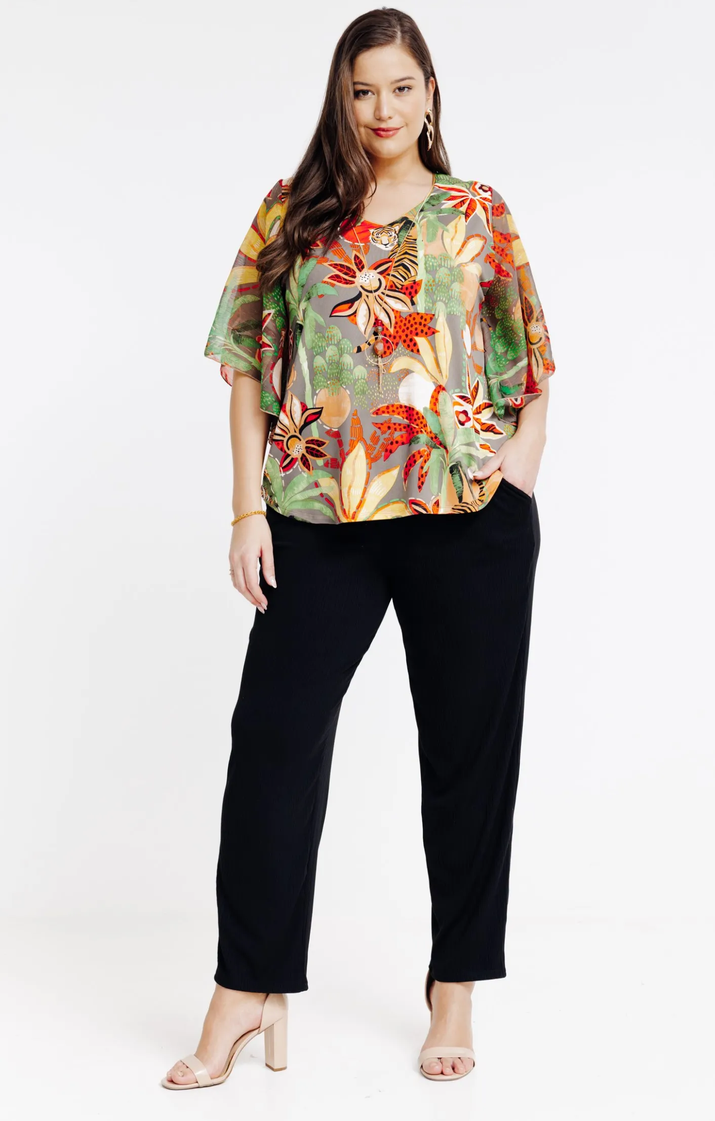 Toscane Boutique Tee-shirt forme poncho imprimé| Tee-shirts