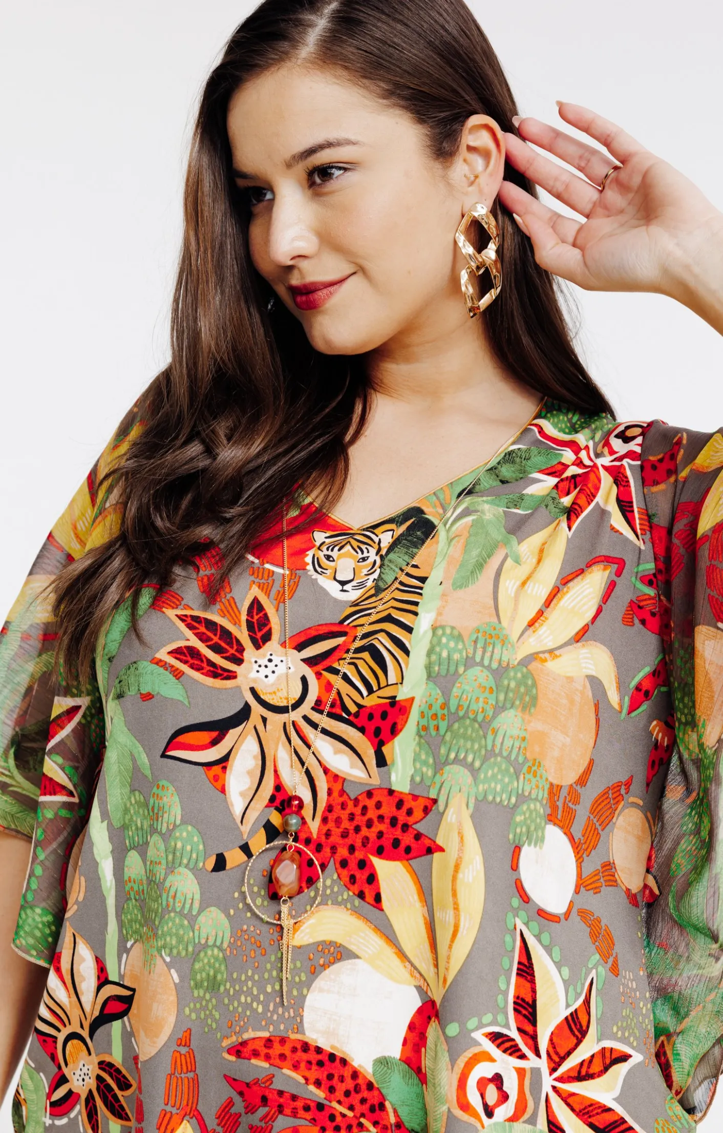 Toscane Boutique Tee-shirt forme poncho imprimé| Tee-shirts