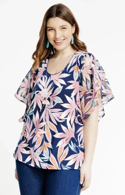 Toscane Boutique Tee-shirt forme poncho imprimé| Tee-shirts