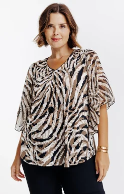 Toscane Boutique Tee-shirt forme poncho imprimé| Tee-shirts