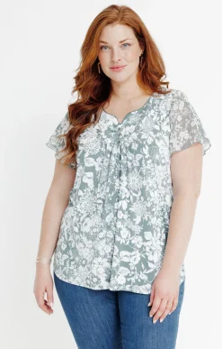 Toscane Boutique Tee-shirt impimé bicolore à fleurs| Tee-shirts