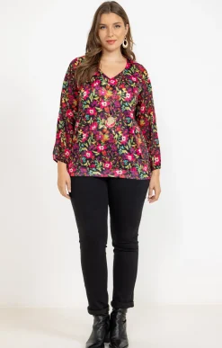 Toscane Boutique Tee-shirt imprimé à fleurs et collier| Tee-shirts
