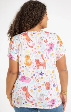 Toscane Boutique Tee-shirt imprimé chats| Tee-shirts