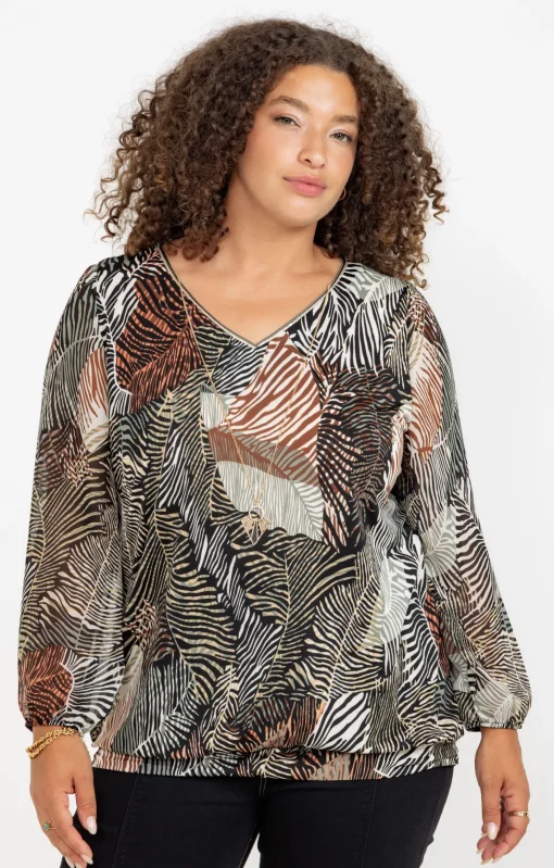Toscane Boutique Tee-shirt imprimé végétal et collier| Tee-shirts