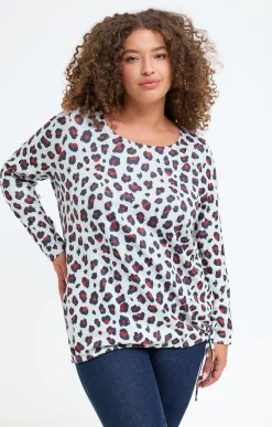 Toscane Boutique Tee-shirt maille chaude imprimé léopard| Tee-shirts